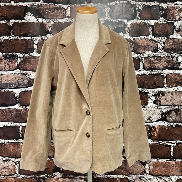 Xirena Jacket Women's Large Tan Corduroy Buttons Collared Blazer - Picture 5 of 15